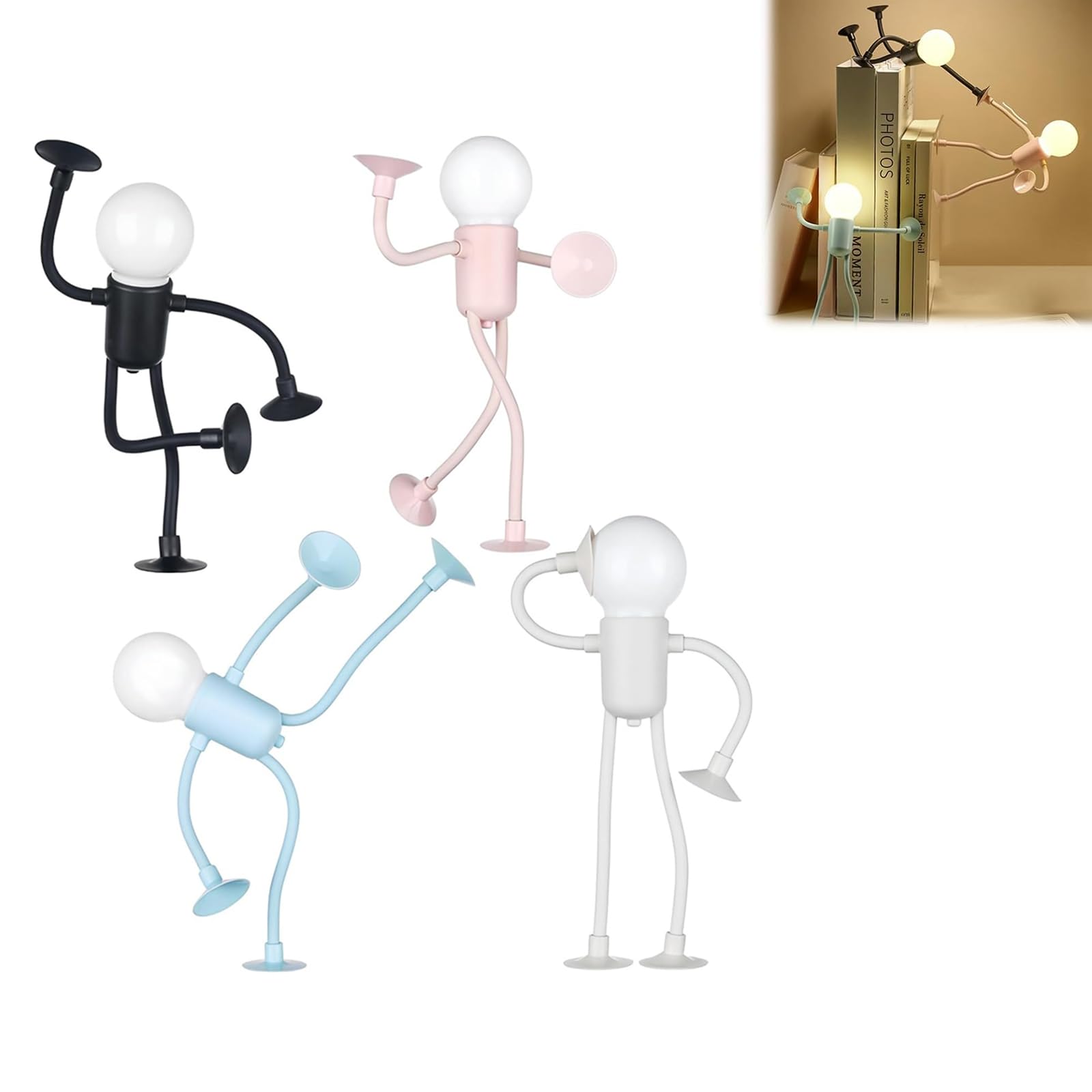 Nachtlicht für Sportler mit variabler Form, Nachtlicht in DIY-Form, Nachtlicht für Kinder, lustiges Nachtlicht für Küche, Flur, Badezimmer, Schlafzimmer mit Saugnapf (4 Stück)