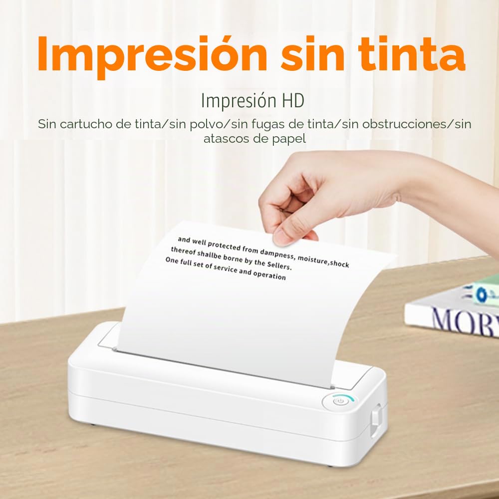 ACAGALA Impresora de papel portátil A4, impresión térmica inalámbrica BT Connect, compatible con iOS y Android, compatible con impresoras fotográficas móviles de 210 mm de ancho, para exteriores