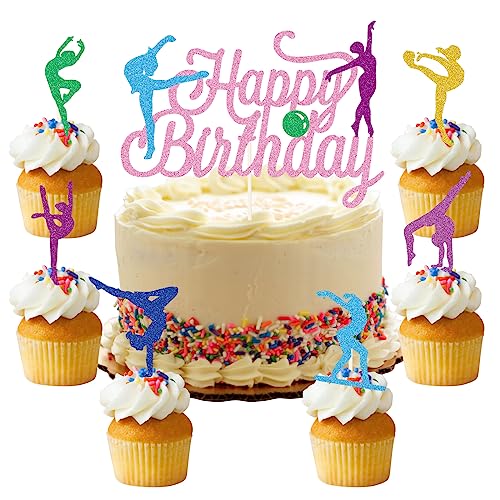 25 Piezas Gymnastik Decoracion Tarta Glitter Gymnastik Cupcake Toppers Adornos para Tartas con Gymnastik Cake Topper Gymnastik para Bodas, Novias, Baby Showers, Fiestas De Cumpleaños