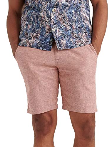 Lucky Brand Men's 7MD212182 Chambray Linen Cotton Flat Front Light Weight Shorts (Chambray Red, 31W)