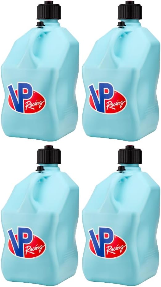 VP Racing 3632-CA, 5.5 Gallon Motorsport Racing Jug with Contoured Handle, Multipurpose Cap and Rubber Gaskets, Sky (4 Pack)
