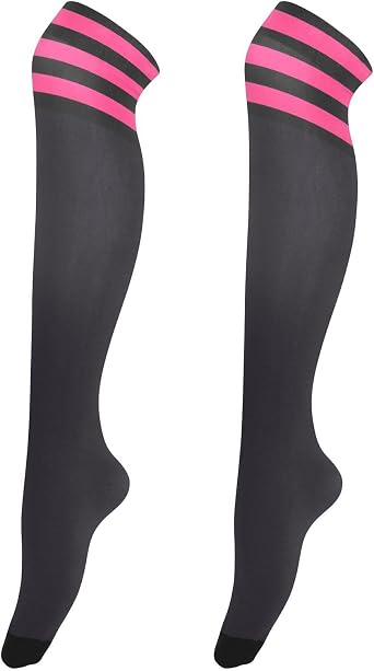 Black Stockings Thigh High Stockings Y2K Striped Tights Knee High Socks Elastic Long Athletic Socks