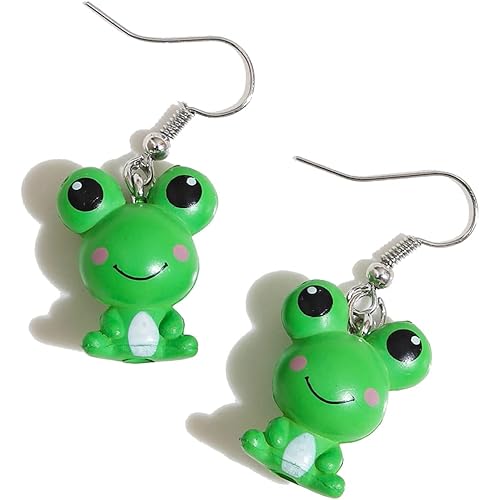 Lovely Acrylic Resin Animals Frog Face Dangle Earrings 3D Vivid Cute Frog Earrings Drop for Women Cartoon Jewelry Aesthetic Party Gifts