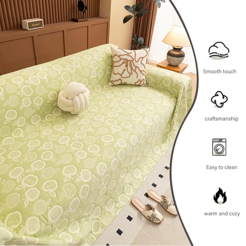 Housse de canapé de luxe en coton lavé vert lavable 230x360 cm