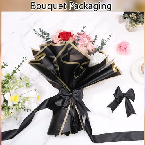 Image of woric Black Ribbon 1 1 /2 inch 60 Yards Satin Crafts Fabric Ribbon for Flower Bouquet Graduation Leis Boy Men Crafts Bows Making Party Clothes Decorations