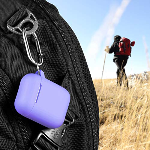 Image of AirPods Case Cover with Keychain, R-fun Full Protective Silicone AirPods Accessories Skin Cover for Women Girl with Apple AirPods Wireless Charging Case,Front LED Visible-Lilac