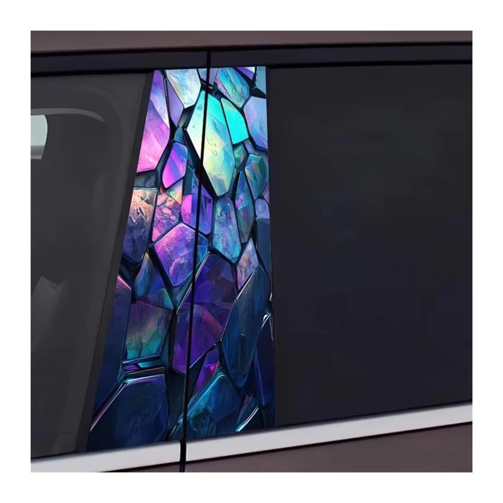 Bertdcx One Color Pack Of Rainbow B Pillar Stickers Self Adhesive Waterproof And Scratch Resistant Vinyl Decals Auto Parts