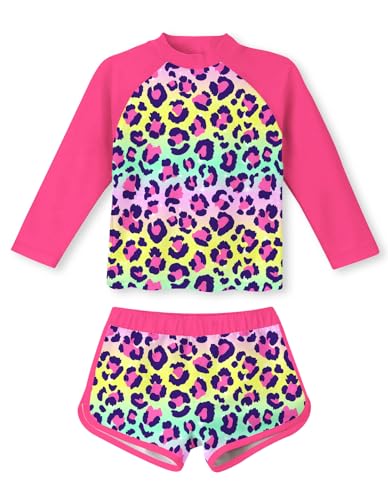 Image of Vogseek Girls Rash Guard Two Pieces Swimsuit Long Sleeve Bathing Suit for 3-10 Years