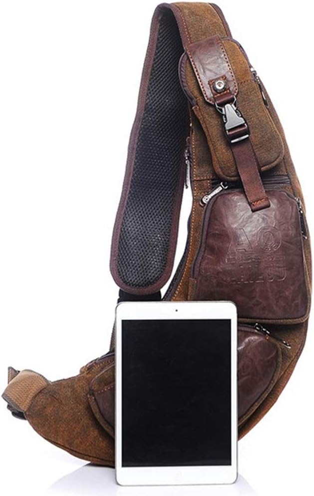 Hebetag Leather Sling Bag Crossbody Backpack for Men Women Travel Outdoor Camping - Image 8