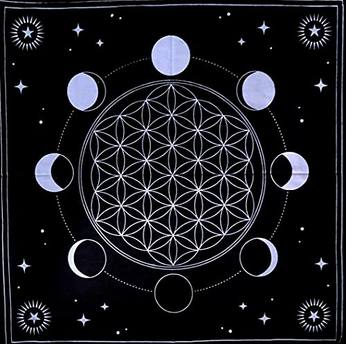 Indian Craft Castle Altar Tarot Cloth, Moon Phases Astrology Tarot Cards Divination Special Tablecloth Witchcraft Man Cave Room Bar Home Wall Decor (Moon Phases 26 X 26 Inches) #TOP5