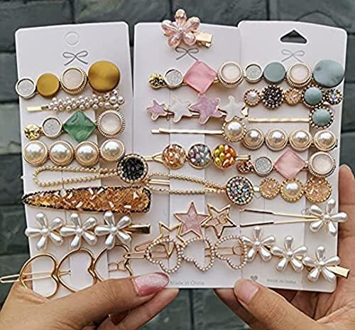 Annacreations Korean Fashion Style Pearl Rhinestone Metal Hair Clips Hair Pin Stylish Hair Accessories Jewellery For Women And Girls (Pack Of 24)