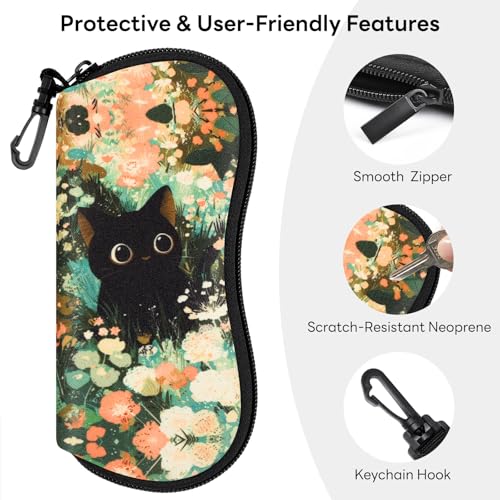 Image of Sunglasses Case with Belt Clip, Ultra Light Neoprene Zipper Soft Padded Glasses Case for Women Men