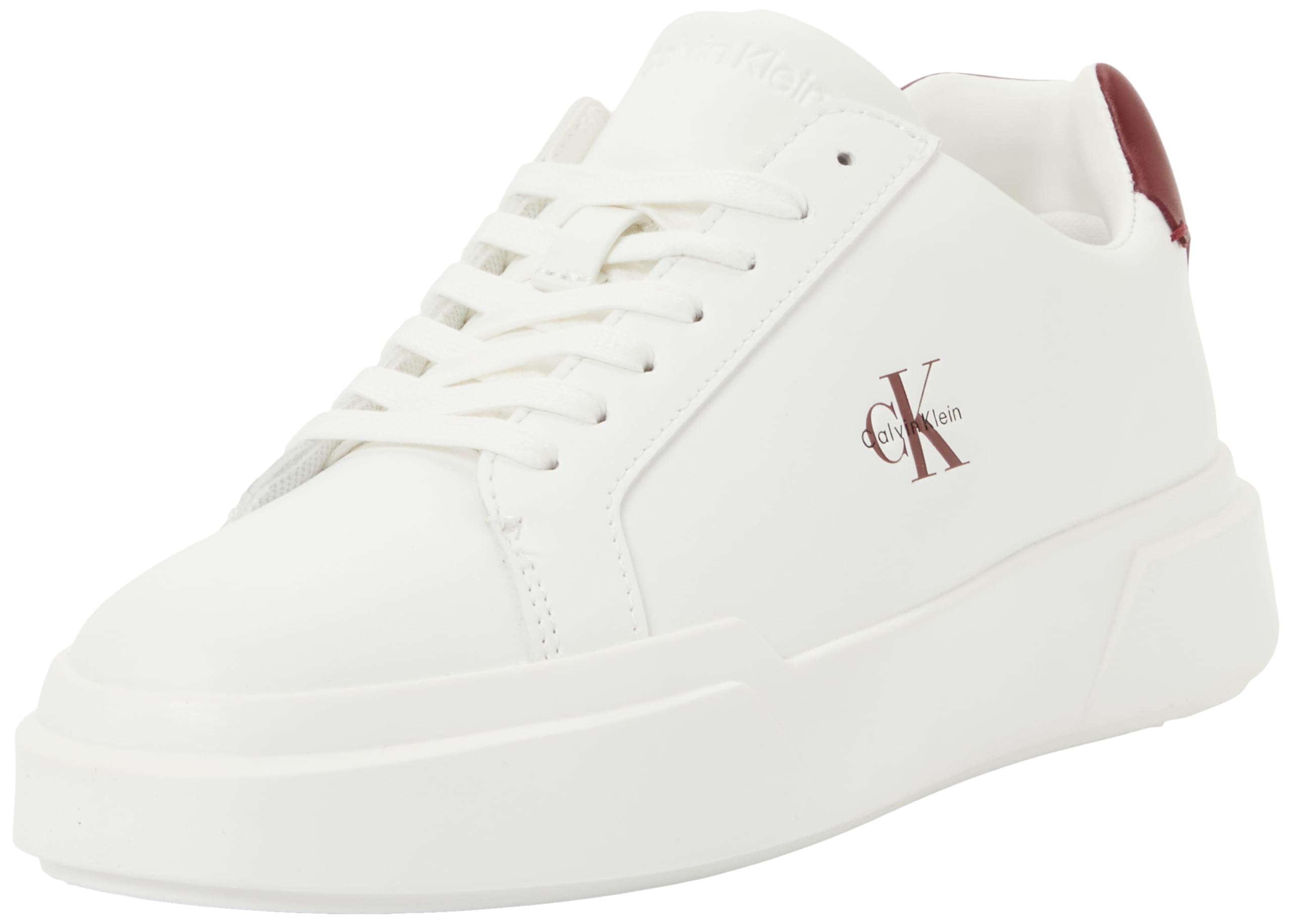 Calvin Klein Women's Chunky Cupsole Laceup LTH Wn Yw0Yw01947 Low Top, Beige (Bright White/Rhubarb), 6.5