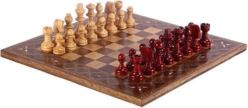 ATAAY Juego de ajedrez internacional de madera de boj hecho a mano, tablero de ajedrez liso plano, 17.7 x 17.7 x 0.8in, piezas de ajedrez