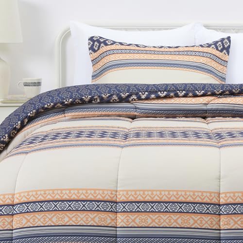 Amazon Basics Lightweight Microfiber Comforter Set, 2-Piece, Twin/Twin XL, Gray Geometrics