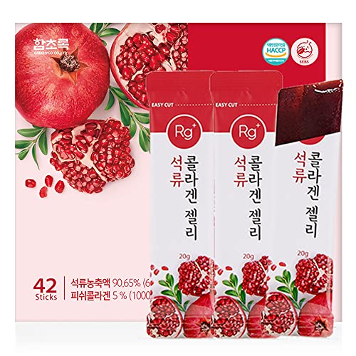 Rg+ Anti-Aging Korean-Beauty Pomegranate Collagen Jelly +Vitamin C&E 20G X42 Stick/Korean Black Ginseng Pure & Whole Root Powder 30 Pack/Enhanced Absorption/Energy Supplement #TOP1