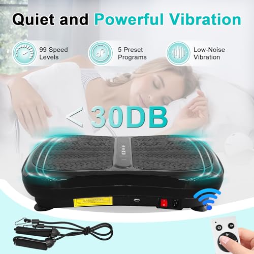 Vibration Plate,Vibration Platform Exercise Machine For Lymphatic Drainage, 330 LBS Capacity Vibration Plate For Whole Body Workout with Bluetooth,Resistance rope, Remote Control - Image 6