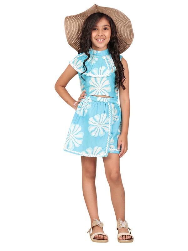 Image of superminis Girl's Top and Shorts |Coordinated Outfit| Sleevless Floral Print Top and Shorts Set| Summer Casual Outfit For Kids| 2-Piece Dress For Girls