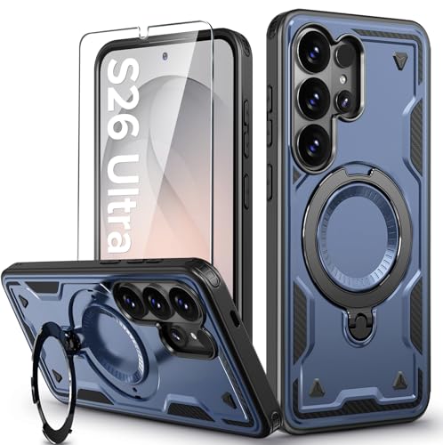 Image of for Samsung Galaxy S26 Ultra Case Magnetic with stand, with Mag-Safe, with Screen Protector, Wireless Charging, Shockproof for Samsung S26 Ultra 5G Phone Case, Ring Holder Cover for Samsung S26 Ultra