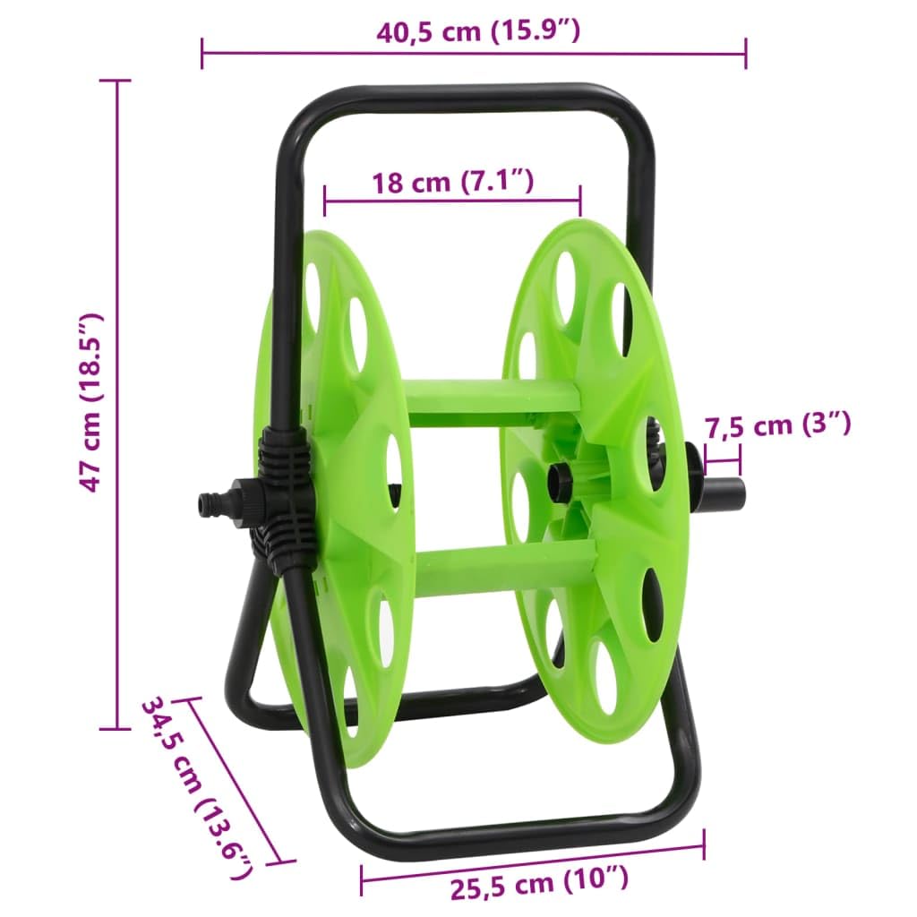 Home & Garden-Free - Carrete de manguera verde para manguera de 45 m 1/2 pulgada de acero