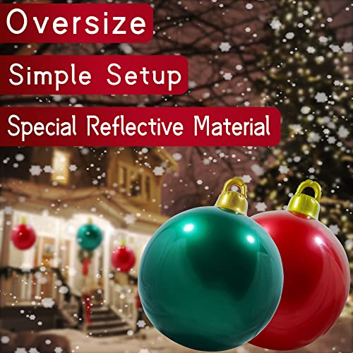 Christmas Decorations Inflatable Balls Outdoor, Large Modern 24 Inches Christmas Ornaments Indoor, Reusable Blow Up Yard Decor, Oversized Seasonal Holiday Hanging Up Ornaments Ball Ideal For Party #TOP1