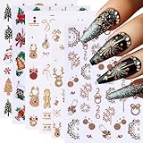 Nagelsticker Weihnachten 3D Nagelaufkleber Selbstklebend Weihnachts Nail Art Sticker Winter NagelDesign Nagelsticker Weihnachts DIY Maniküre Dekoration(6Blatt)