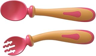 Toyvian 1 Conjunto De Garfo E Colher Conjunto Terno Para Crianças Ternos Do Bebê Talheres Da Criança Talheres De Treinamento Da Criança Colheres De Alimentação Talheres Para Crianças