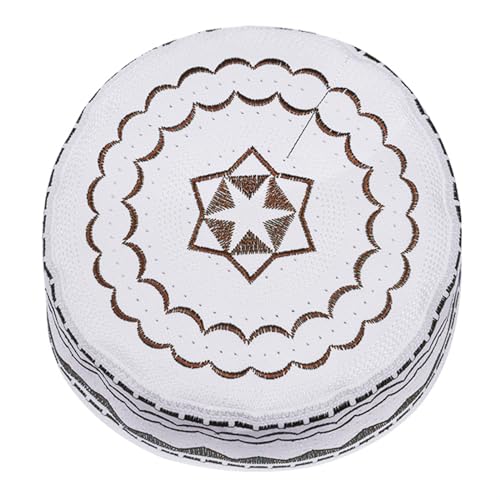 Image of Men Muslim Prayer Kufi Hat Prayer Headwear Cap Islamic Beanie Skull Cap Embroidery Kofia Topi Sun Hat