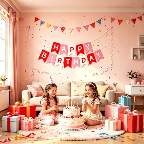 Image of Happy Birthday Banner Birthday Party Supplies (Red 3)