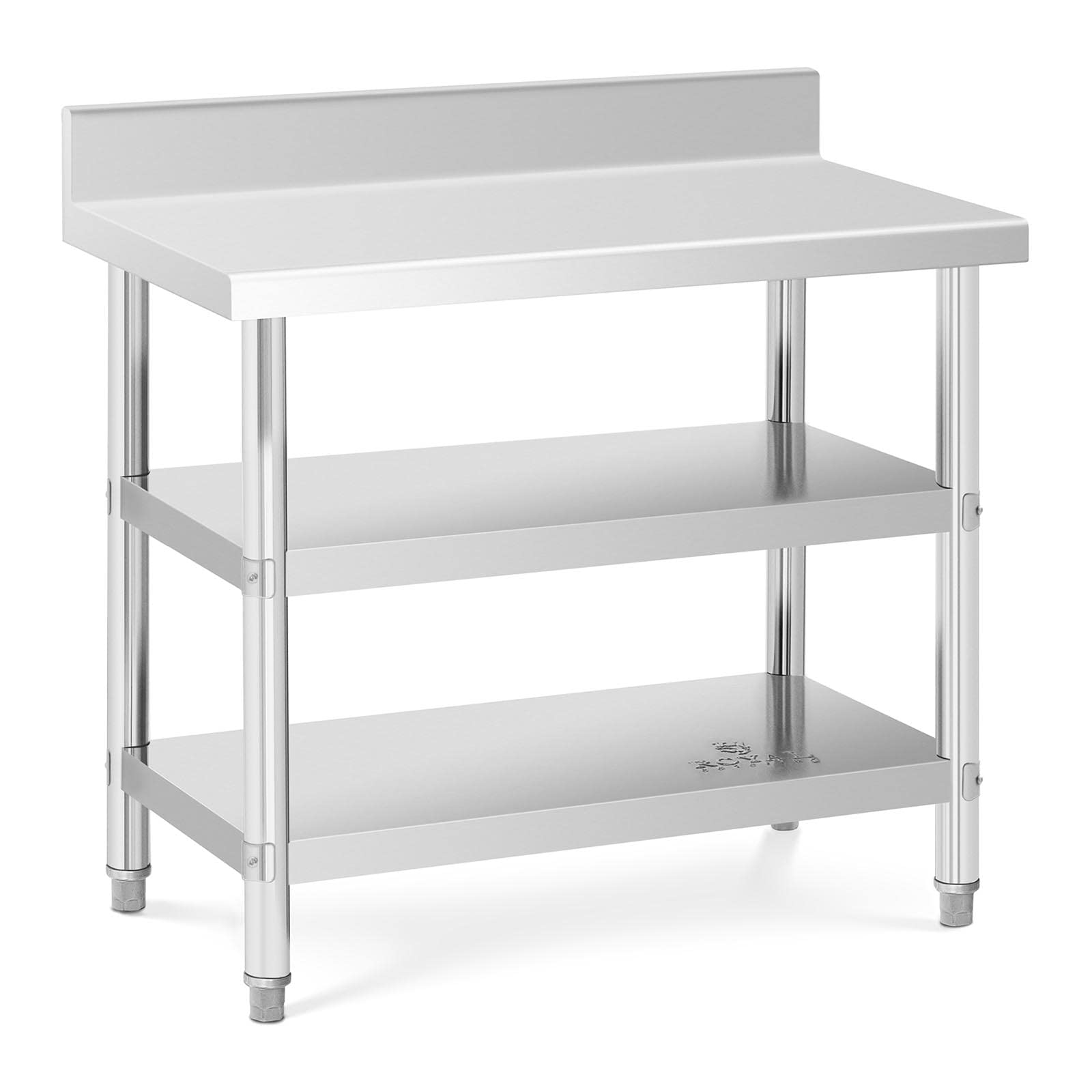 Royal Catering Mesa de acero inoxidable para cocina RCAT-100/60-SPS3SH (Acero inoxidable, Capacidad de carga: 500 kg, 100 x 60 x 16.5 cm)