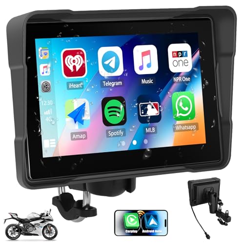 Écran Portable sans Fil Carplay et Android Auto pour Moto, Navigation GPS pour Motos, écran...