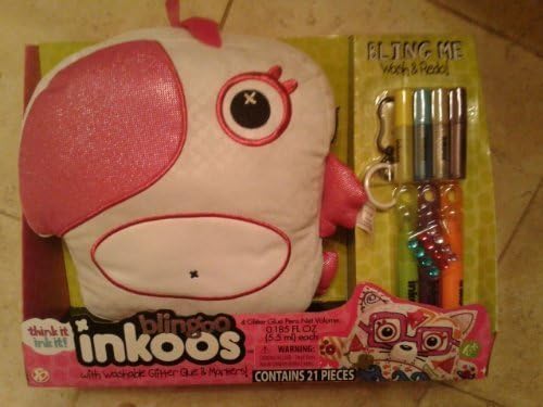 LARGE Blingoo Inkoos Plush PARROT with Gems, Glitter Glue Pens & Markers - PINK and WHITE by the bridge