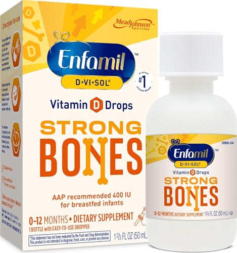 Image of Enfamil Baby Vitamin D-Vi-Sol Liquid Supplement Drops for Infants, Supporting Strong Teeth & Bones in Newborn Babies, Easy-to-Use, Gluten-Free, 50 Day Supply, Dropper Bottle