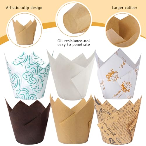 300 Pezzi Pirottini di Carta per Cupcake,Pirottini per Muffin Carta,Pirottini da Forno Olio-Prova,per Cuocere,Presentare e Regalare dolcetti,per Muffin,Torte,Budini,Focaccine,Gelati - immagine 3