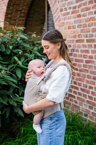 MoMi COLLET Babytrage für Kinder im Alter 3-48 Monate (4-20 kg Körpergewicht), 2 Tragepositionen mit 6 Einstellpunkten, mit Kapuze und einer Köpfchenstütze für das Baby