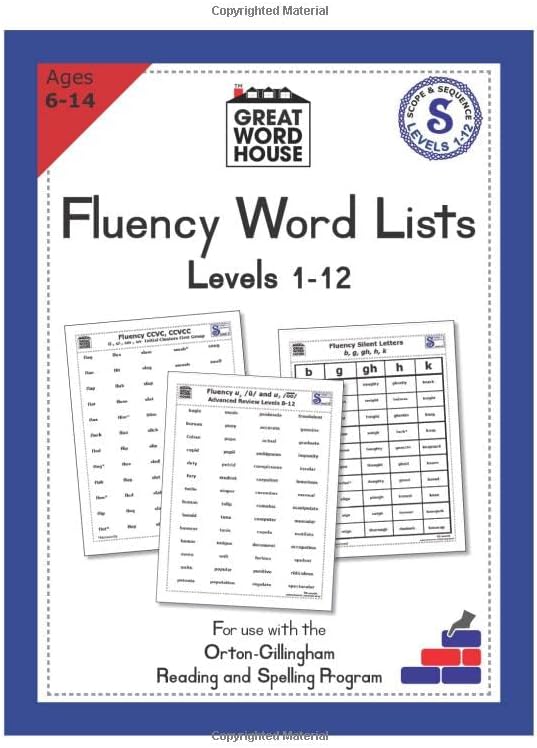 Fluency Word Lists: An Orton-Gilligham Reading Resource for Dyslexia