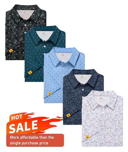 ZITY 5 Pack Print Golf Shirts