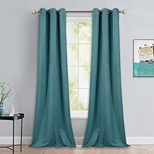 NICETOWN Patio Glass Door Panels - Blackout Curtains for Bedroom/Living Room, Privacy Panel Drapes for Dining Room and Guest Room (Sea Teal, 42 inches Wide x 90 inches Long, 1 Pair) - coolthings.us