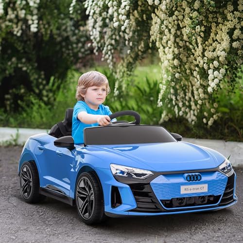 Aosom Kids Ride on Car, 12V Licensed Audi RS E-tron GT 3.1 MPH Electric Car for Kids, Ride-on Toy for Boys and Girls with Remote Control, 4 Wheels with Suspension, Horn, Music, Lights, Blue