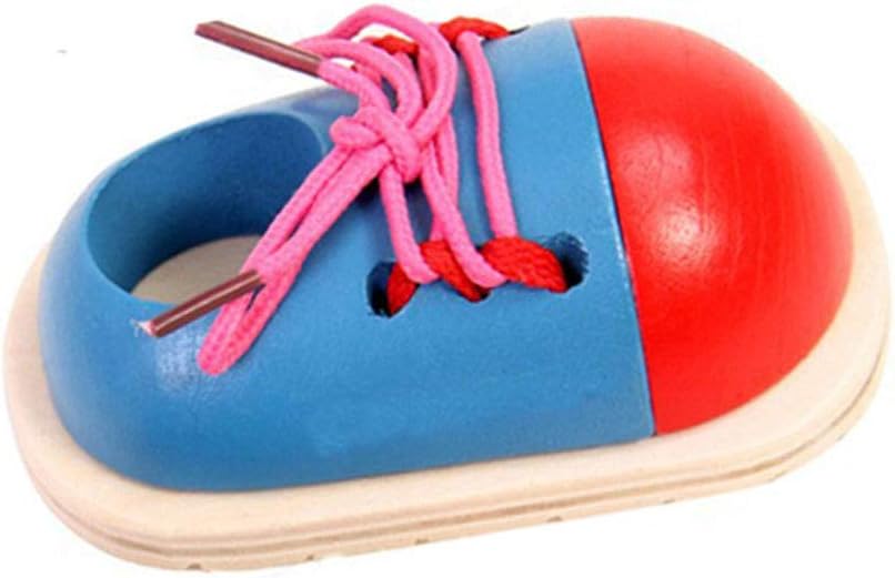 Fangfeen Children Wooden Toys Toddler Lacing Shoes Early Education Teaching Aids Kids Educational Toys (Color Random)
