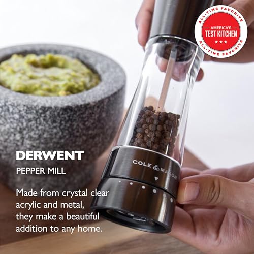 Image of COLE & MASON Derwent Pepper Grinder - Gunmetal Mill Includes Gourmet Precision Mechanism and Premium Peppercorns