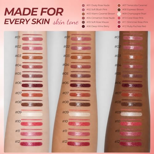Image of LANGMANNI 2 Pack 2-in-1 Lip Liner & Gloss Set, 03 Caramel + 04 Cinnamon