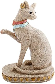 AITELEI Natural Hand Carved Sandstone Egyptian Mau Cat Statue Sculpture Creative Fengshui Figurine Craft Home Decoration