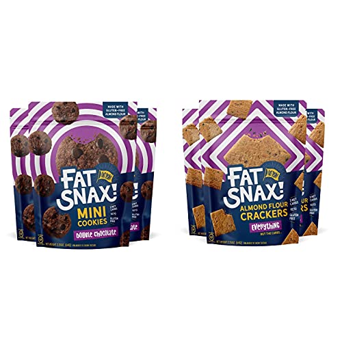 Fat Snax Mini Keto Cookies and Keto Crackers Bundle - Low Carb keto Snacks, Gluten-Free - 6 Bags (3 Packs of Each)