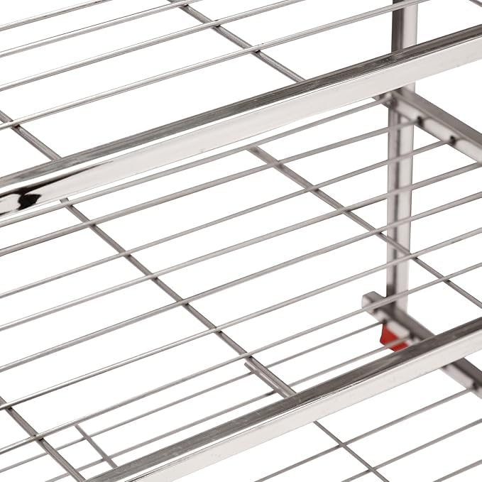 BARTANOOR 4-Layer Stainless Steel Shoe Rack, Chrome Finish, 50x25x68 cm, Wire Grid Shelves, Anti-slip Rubber Feet 4