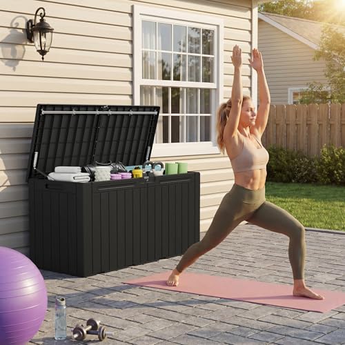 Image of Devoko 100 Gallon Outdoor Storage Box, Waterproof Deck Box Lockable