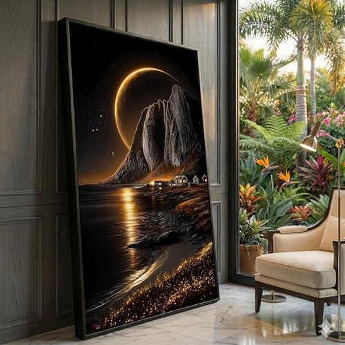 Toile murale montagne côtière 60x105 cm pour habiller un grand mur vide avec élégance
