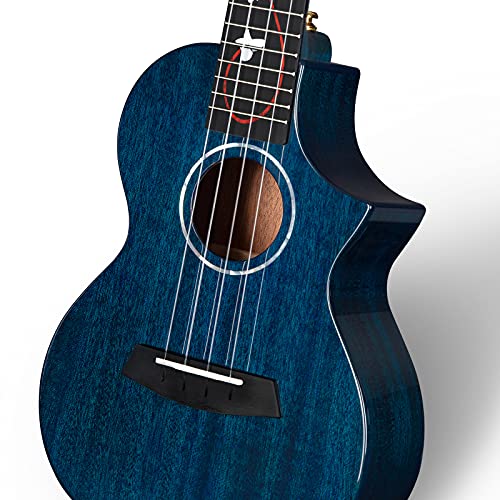 Enya EUC-M6 Bleu Cutaway Concert Ukulélé 23 Pouces All Acajou Massif avec Enya Cordes Belle Inlay et Finition Brillante - Les Beatles, Paul McCartney, John Lennon, RIngo Starr, George Harrison Enya EUC-M6 Bleu Cutaway Concert Ukulélé 23 Pouces All Acajou Massif avec Enya Cordes Belle Inlay et Finition Brillante – Image 6