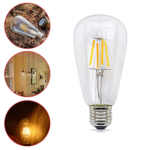 St64 E26 Edison Bulb Dimmable 4W 110V E26 St64 Filament Led Bulb Warm Lighting High Operating Life 2700K Clear Antique Edison Style Bulb 40W Equivalent (6 Pack) #TOP1