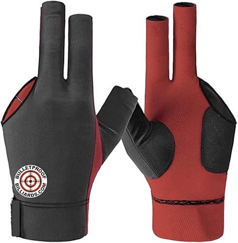 Bulletproof Logo Billiard Glove - Pool Billiards Snooker for Men and Women. Left Bridge Hand S - M - L - XL (Small)